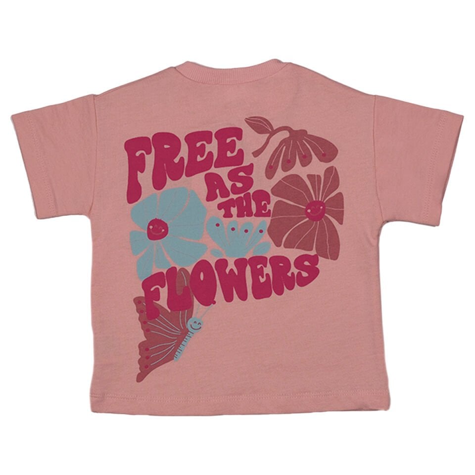 ''Free as The Flowers'' Kız Bebek Takım - Sırtı Baskılı Kısa Kollu Tişört ve Şort