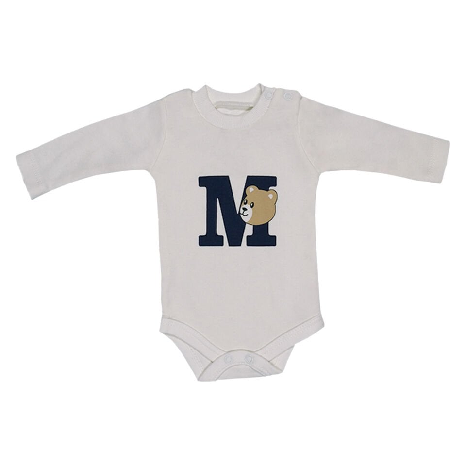 Ayıcık Desenli Kolej Montlu 3'lü Bebek Takım - Mevsimlik Hırka, Body ve Pantolon