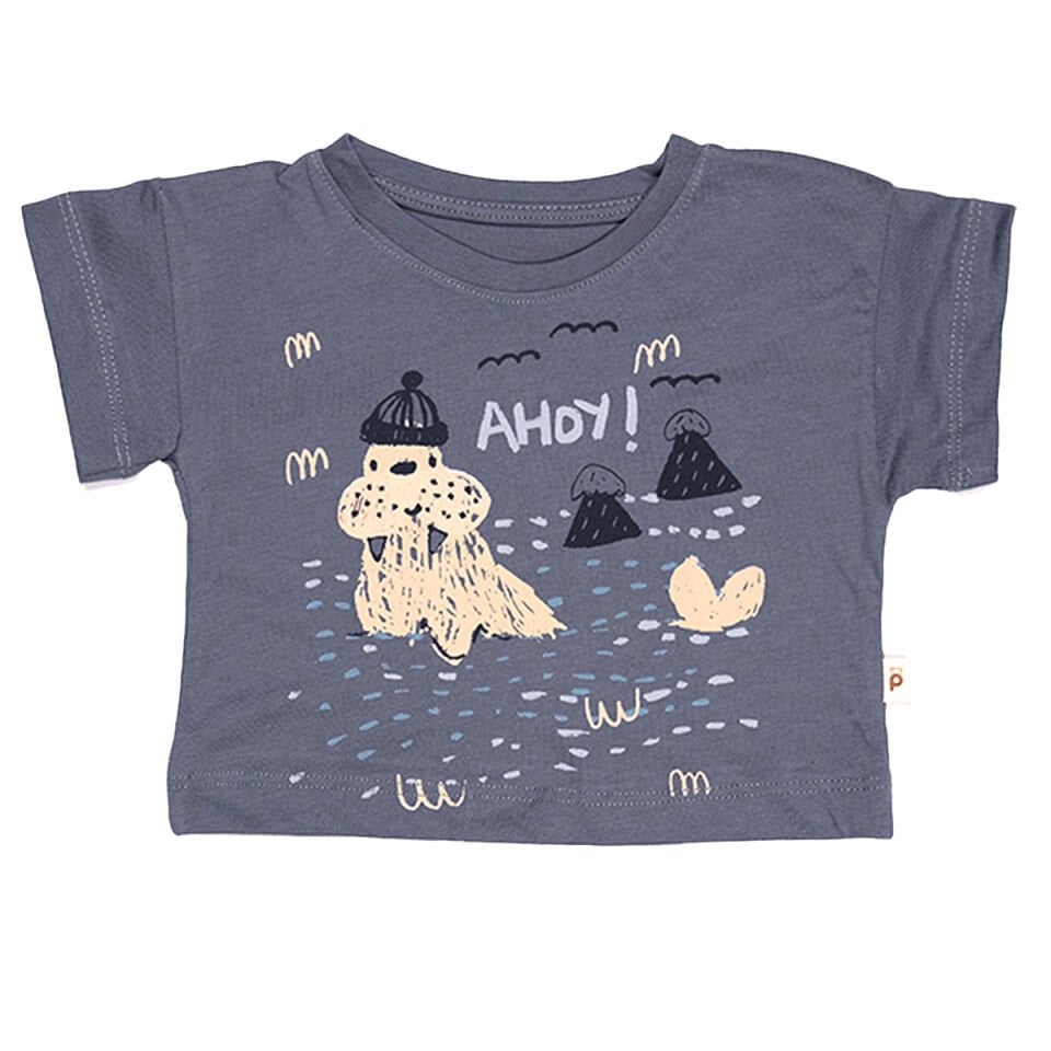 Yazlık Ahoy Erkek Bebek Şortlu Takım - Denizci Temalı Tişört ve Şort