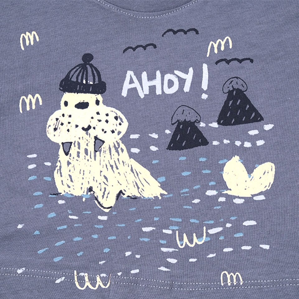 Yazlık Ahoy Erkek Bebek Şortlu Takım - Denizci Temalı Tişört ve Şort